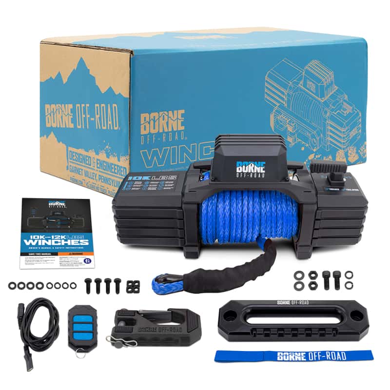 Borne Off-Road — Borne Off-Road 10K Winch - Blue Synthetic Rope - view 7