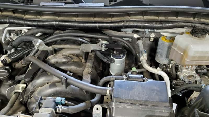 J&L — J&L 17-24 Nissan Armada / 14-24 Infiniti QX80 5.6L Driver Side Oil Separator 3.0 - Clear Anodize
Oil Separator - view 2