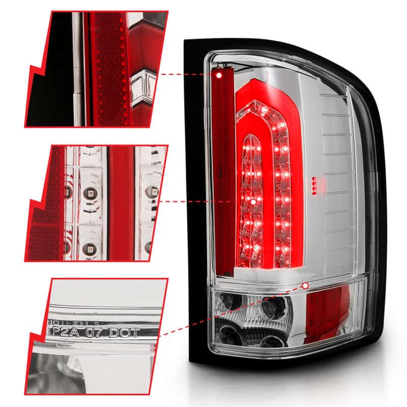 ANZO — ANZO 2007-2013 Chevrolet Silverado 1500 LED Taillights Chrome
Tail Light Set
LED Taillights - view 4