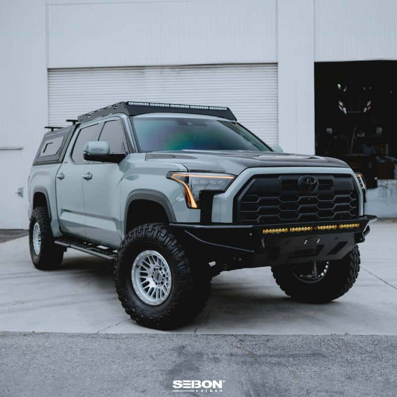 Seibon — Seibon 22-24 Toyota Tundra / 23-24 Toyota Sequoia RR-Style Carbon Fiber Hood - view 8