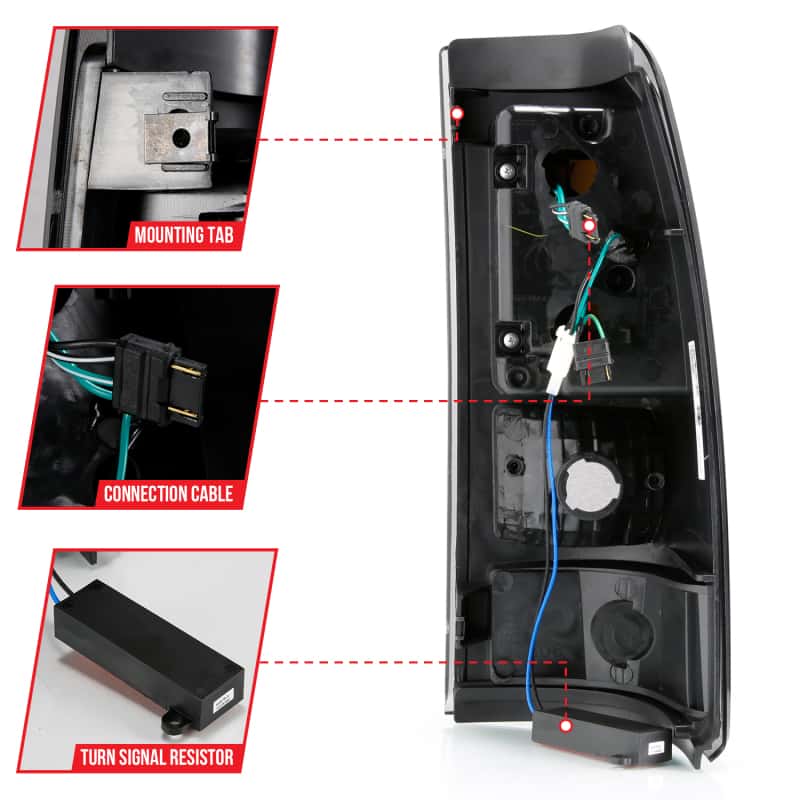 ANZO — ANZO 1999-2000 Cadillac Escalade LED Taillights Black Housing Smoke Lens Pair - view 13