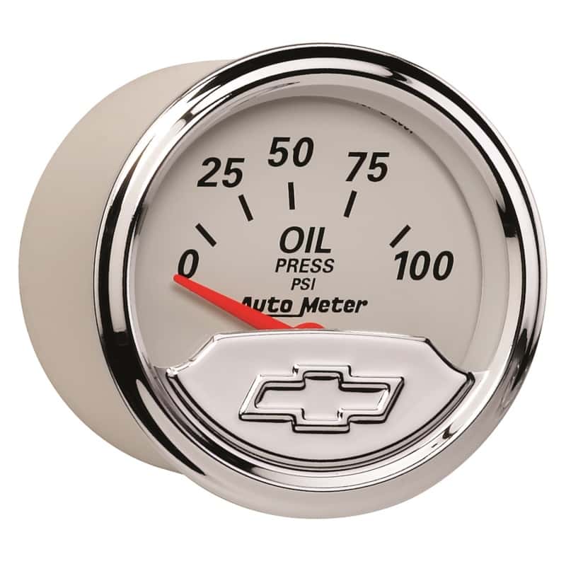AutoMeter — Autometer Chevy Vintage Bowtie 2-1/16in 0-100PSI Electronic Oil Pressure Gauge
GA 2" OILP ELEC CV - view 5