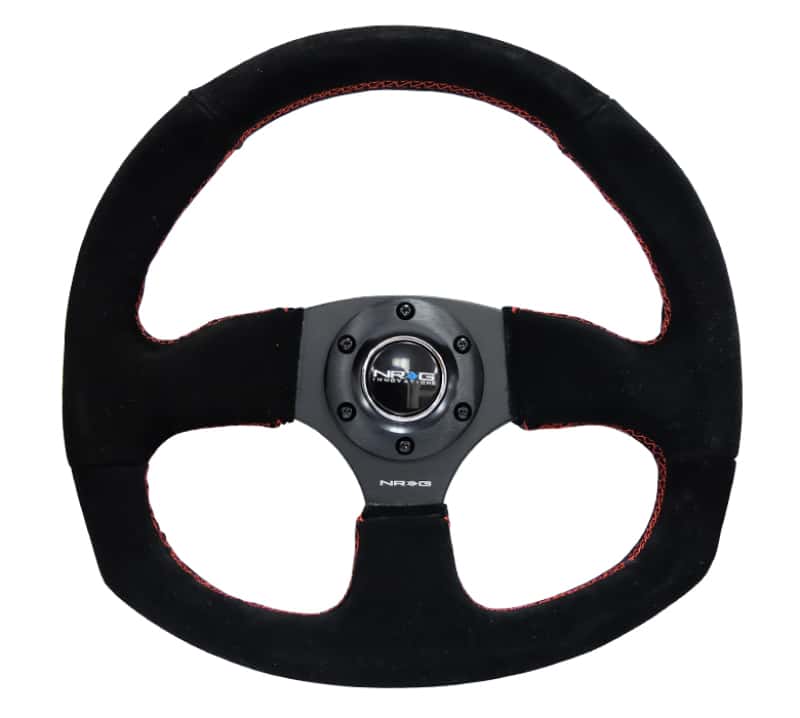 NRG — NRG Reinforced Steering Wheel (320mm Horizontal / 330mm Vertical) Suede w/Red Stitch - view 4
