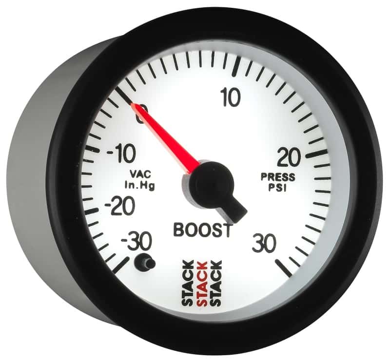 AutoMeter — Autometer Stack 52mm -30INHG to +30 PSI (Incl T-Fitting) Pro Stepper Motor Boost Press Gauge - White
Ga Bst Stpr W 30psi - view 6