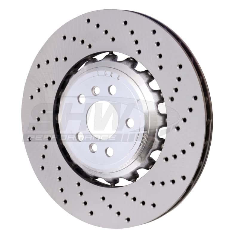 SHW Performance — SHW 18-21 BMW M5 4.4L Right Rear Cross-Drilled Lightweight Brake Rotor (34217991104) - view 2