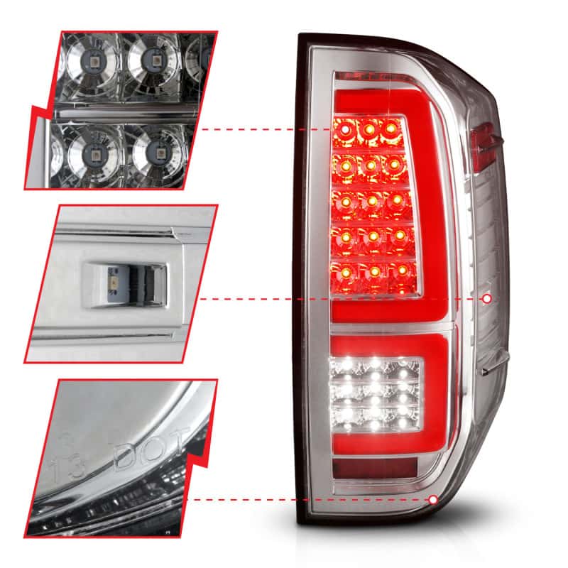 ANZO — ANZO 2014-2021 Toyota Tundra LED Taillights Chrome Housing/Clear Lens - view 10