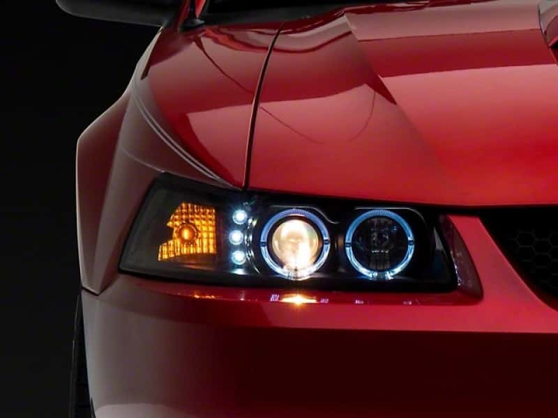 Raxiom — Raxiom 99-04 Ford Mustang Dual LED Halo Projector Headlights- Black Housing (Clear Lens)
Headlights - view 2