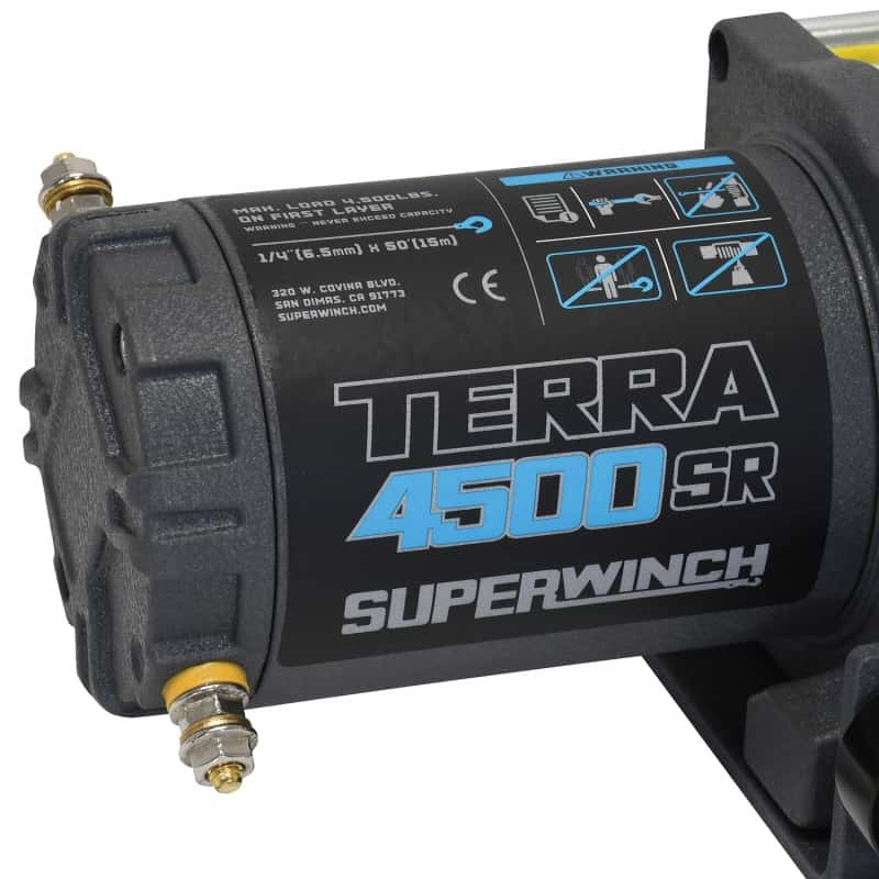 Superwinch — Superwinch 4500 LBS 12V DC 1/4in x 50ft Synthetic Rope Terra 4500SR Winch - Gray Wrinkle - view 8