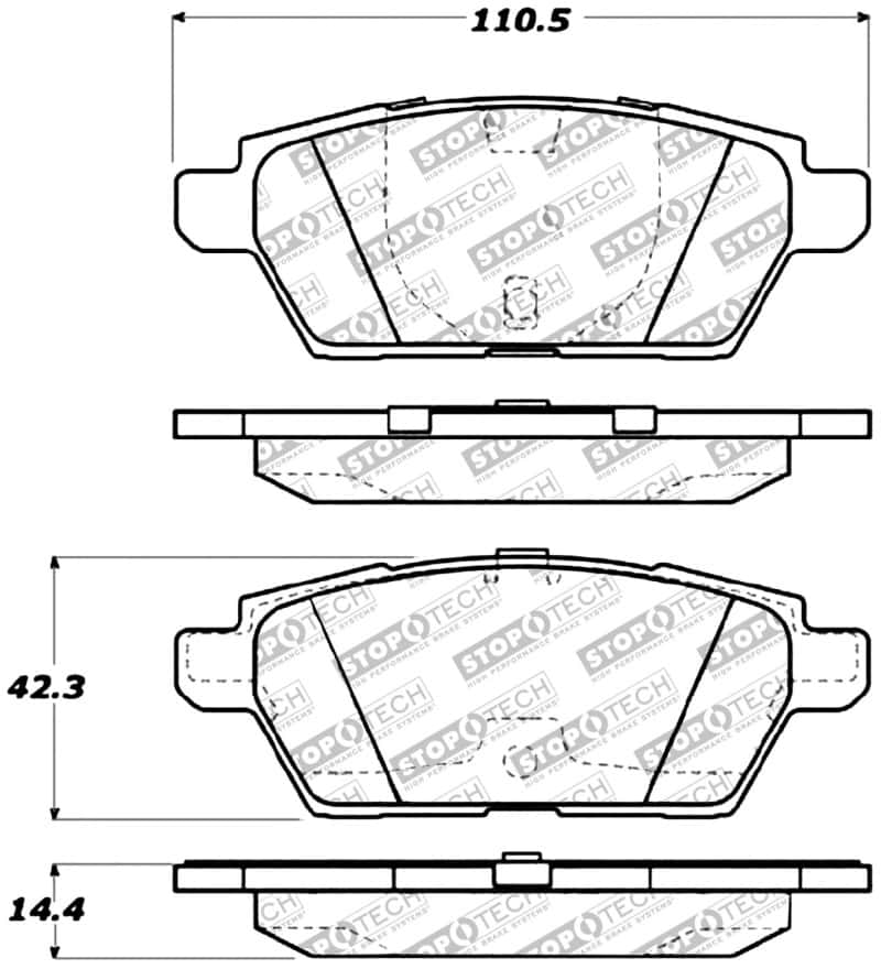 Stoptech — StopTech Performance 06-07 Mazdaspeed 6 Rear Brake Pads
Sprt Brk Pad W/Hdwr - view 8