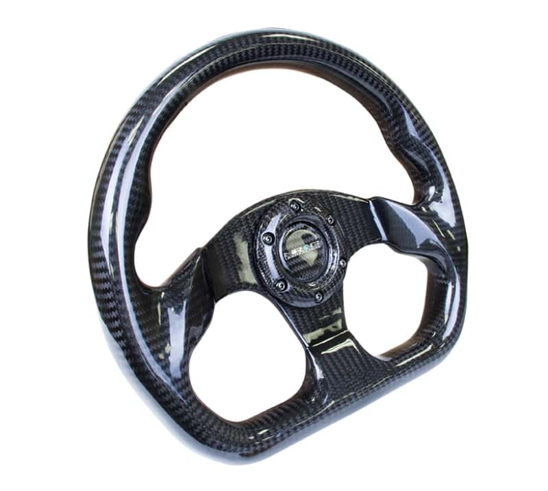 NRG — NRG Carbon Fiber Steering Wheel (320mm) Flat Bottom w/Shiny Black Carbon - view 2