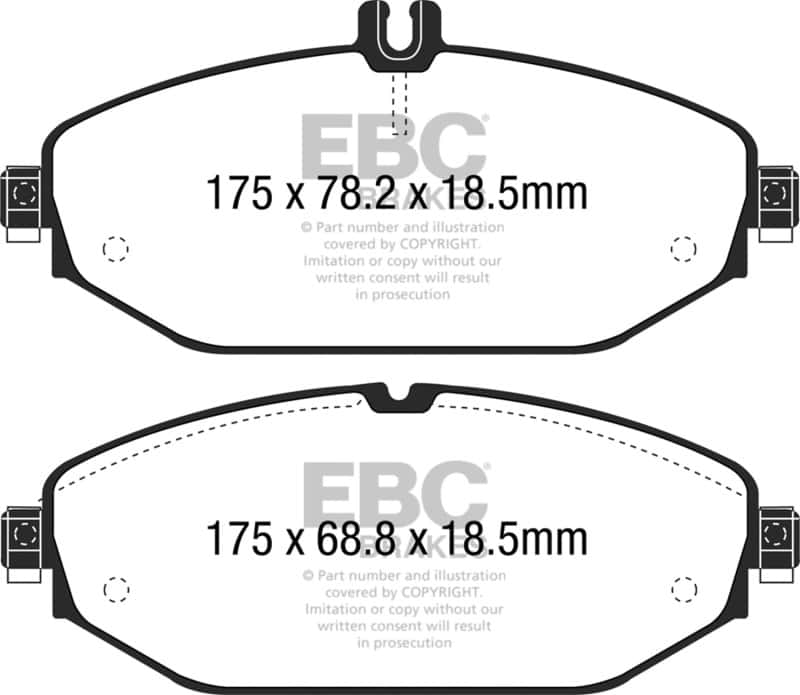 EBC — EBC 15+ Mercedes-Benz C300 (W205) 2.0 Turbo Ultimax2 Front Brake Pads
Disc Brake Pad - view 1
