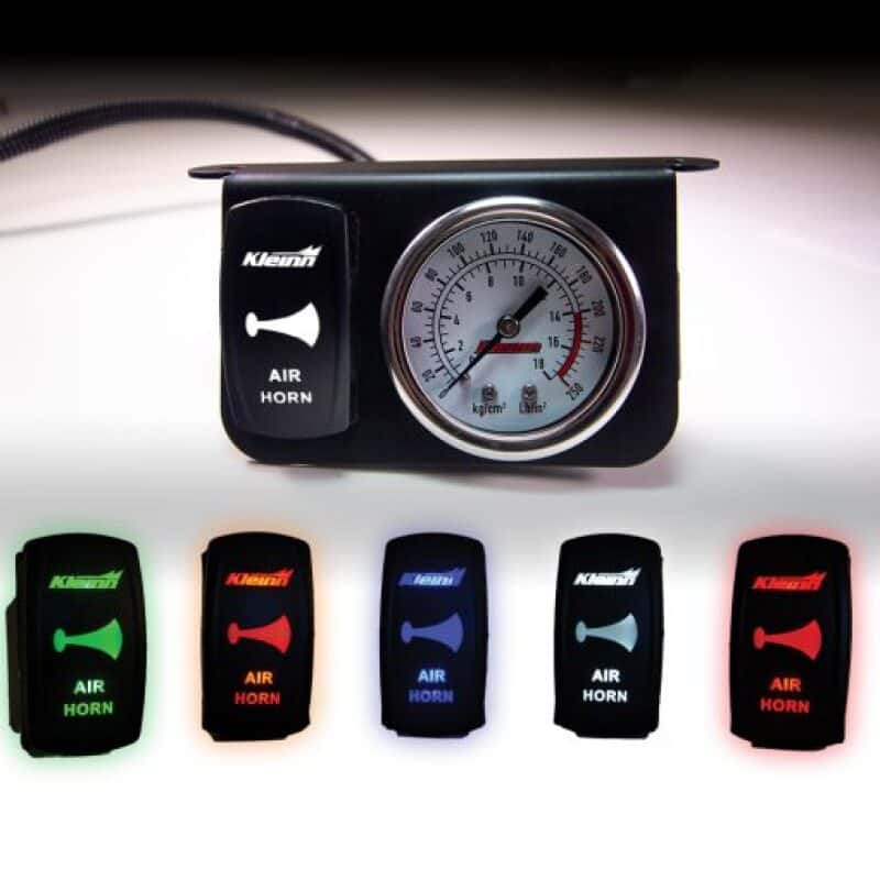 Kleinn Air Horns — Kleinn Panel Mounted 160 PSI Gauge w/ an Illuminated GREEN Momentary Rocker Switch - view 2