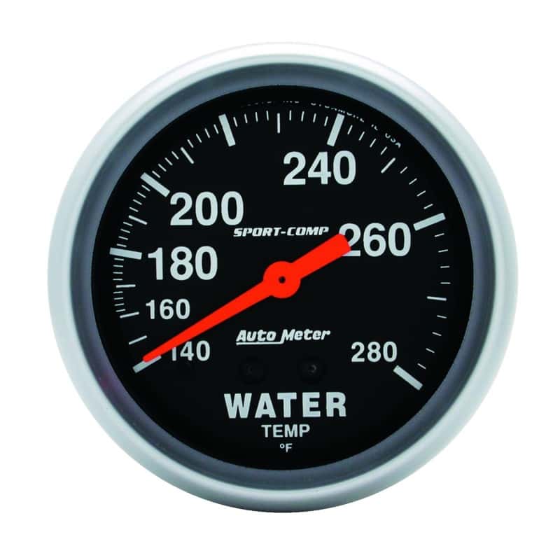 AutoMeter — Autometer Sport-Comp 66.7mm 140-280 Degree F PSI Mechanical Water Temperature Gauge
2-5/8" WATER TEMP, 1 - view 1