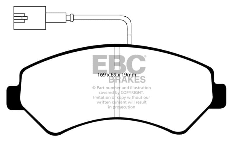 EBC — EBC 2014-2016 Ram Trucks Promaster 3.0L TD Yellowstuff Front Brake Pads
Disc Brake Pad - view 1
