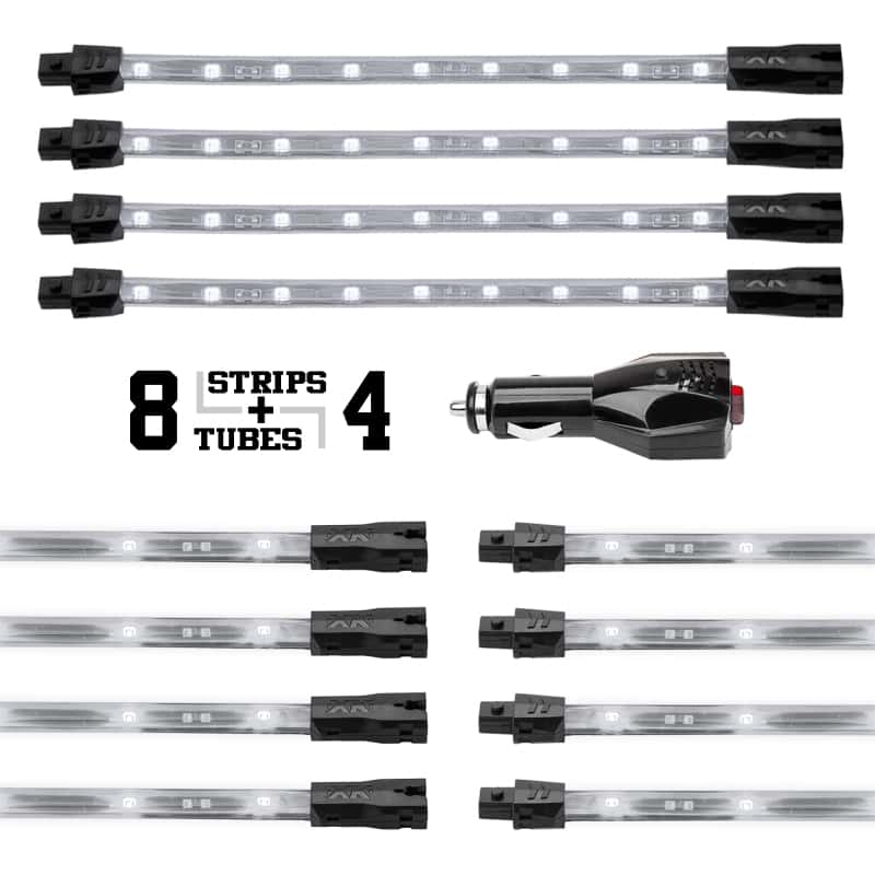 XKGLOW — XK Glow Strip Single Color Underglow LED Accent Light Car/Truck Kit White - 8x24In Tube + 4x8In - view 2