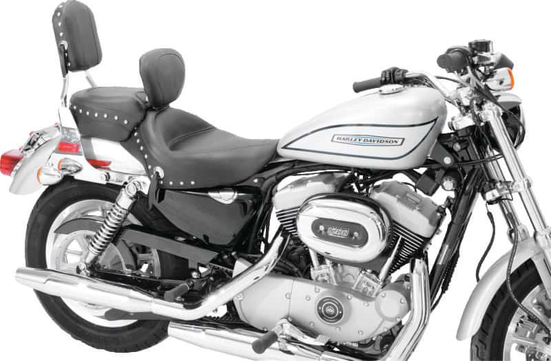 Mustang Motorcycle — Mustang 04-21 Harley Sportster 3.3 Wide Stud Touring Solo Seat w/Driver Backrest - Black - view 3
