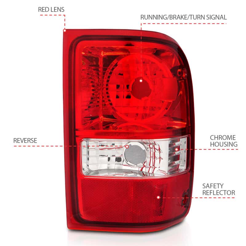ANZO — ANZO 2001-2011 Ford Ranger Taillights w/ Red/Clear Lens (OE Replacement) Pair - view 9