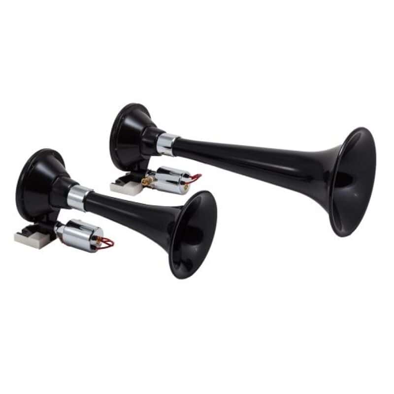 Kleinn Air Horns — Kleinn Black Dual Horn/ 13In/8In - High Impact ABS Trumpet/ Zinc Alloy Base
Dual Train Horn - view 1