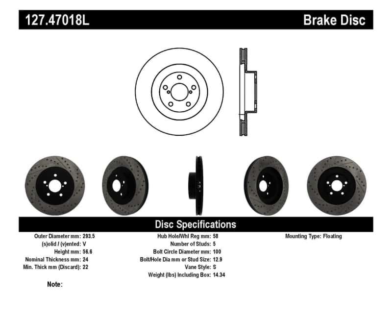 Stoptech — StopTech 02-10 Subaru WRX Slotted & Drilled Left Front Rotor (exc. STi)
Slot/Drill Rotor - view 8