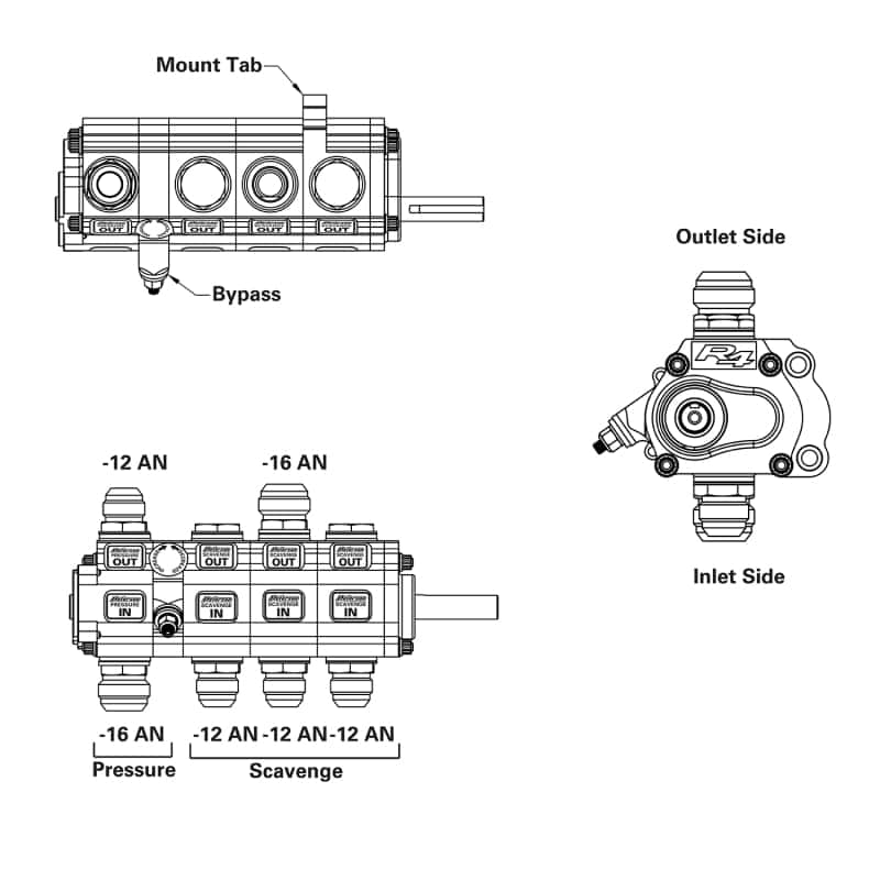 Peterson Fluid Systems — Peterson Fluid Systems R4 4-Stage Oil Pump - Right Side Mount - Rear Drive Drag
R4 Oil Pump 4 Stage - view 2