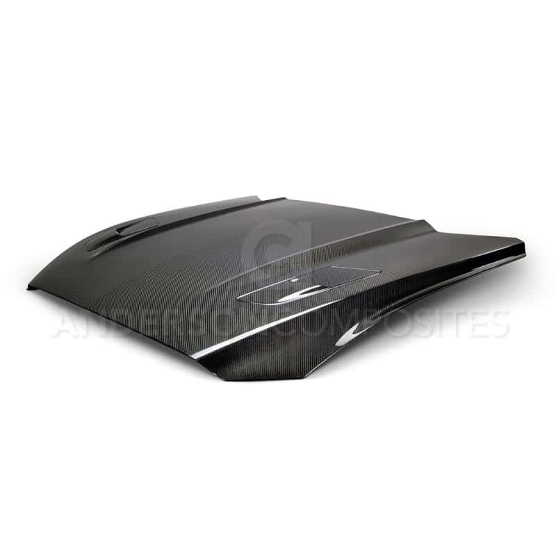 Anderson Composites — Anderson Composites 2015-2017 Ford Mustang Double Sided Carbon Fiber Type-OE Style Hood - view 3