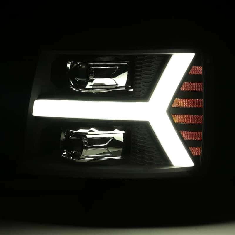 AlphaRex — AlphaRex 07-13 Chevy 1500HD PRO-Series Proj Headlight Plank Style Gloss Blk w/Activ Light/Seq Signal
Projector Headlights - view 4