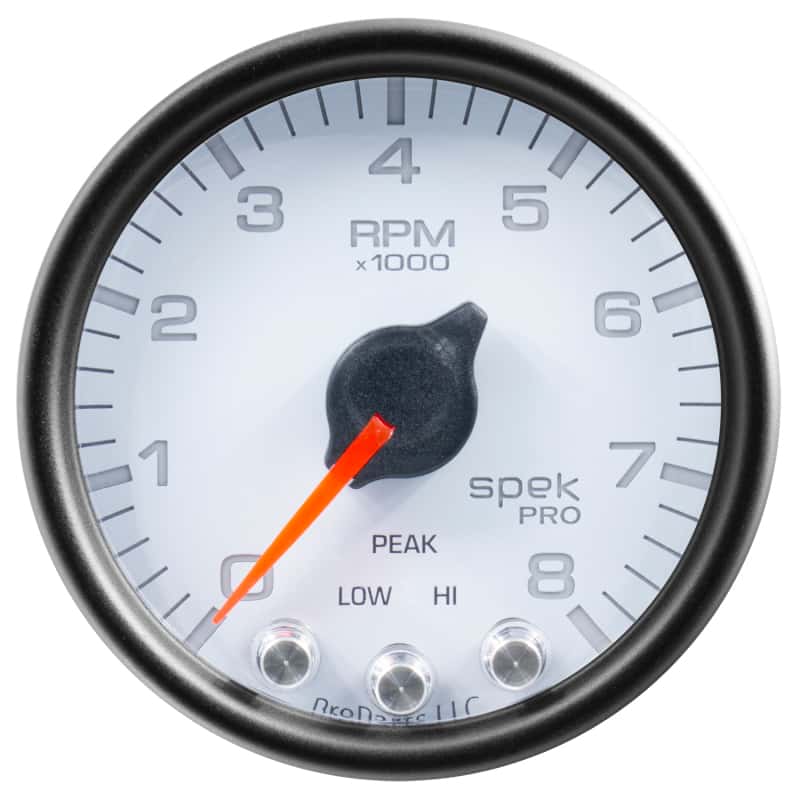 AutoMeter — Autometer Spek-Pro Gauge Tach 2 1/16in 8K Rpm W/ Shift Light & Peak Mem Wht/Blk
GA 2" 8KRPM WCB SPEK - view 3