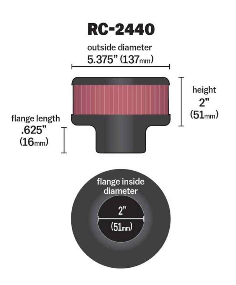K&N Engineering — K&N Universal Round Clamp-On Air Filter 2in. Flange / 5-3/8in. OD / 2in. Height
Universal Clamp-On A
Clamp-on Air Filter - view 2