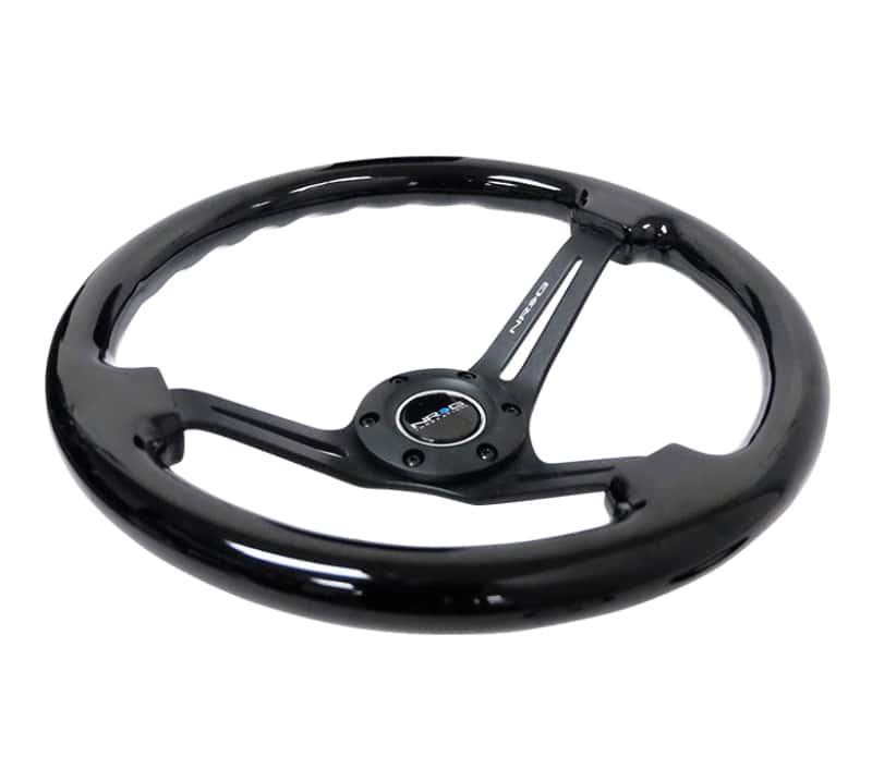 NRG — NRG Reinforced Steering Wheel (350mm / 3in. Deep) Blk Wood w/Blk Matte Spoke/Black Center Mark - view 3