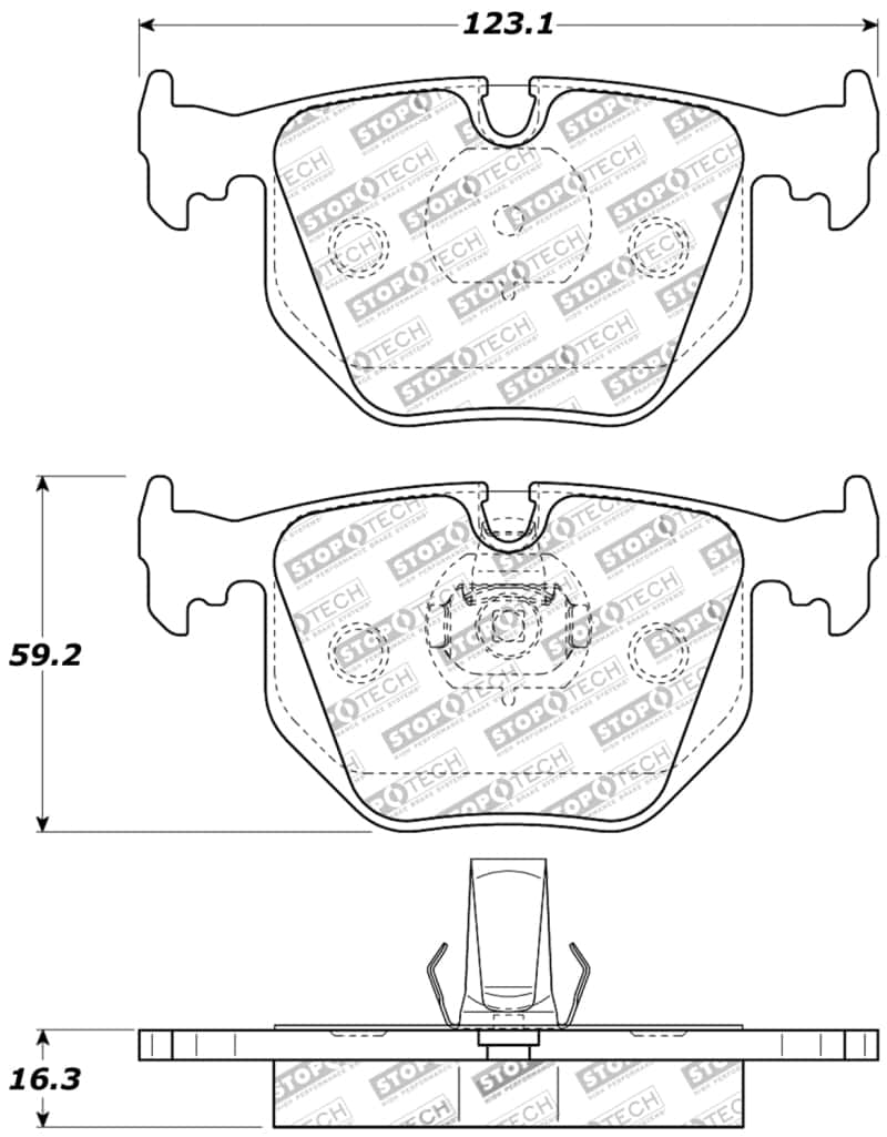 Stoptech — StopTech Performance 01-07 BMW M3 E46 / 00-04 M5 / 04-09 X3 / 00-06 X5 / 1/06-09 Z4 / 9/00-07 330 /
Sprt Brk Pad W/Hdwr - view 8
