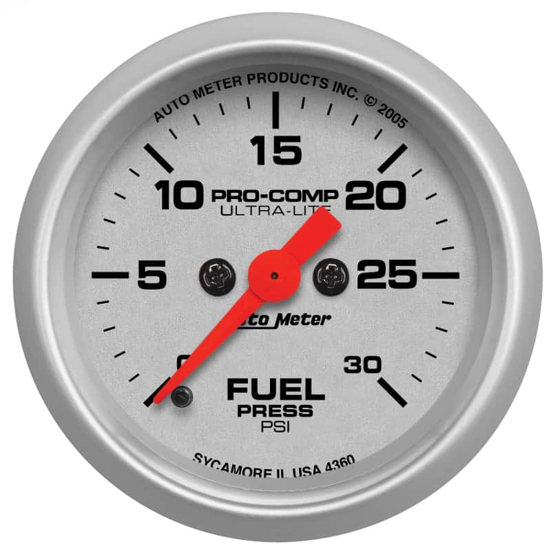 AutoMeter — Autometer Ultra-Lite 52mm 0-30 PSI Full Sweep Electronic Fuel Pressure Gauge
2" FUEL PRESS, 0-30 - view 1
