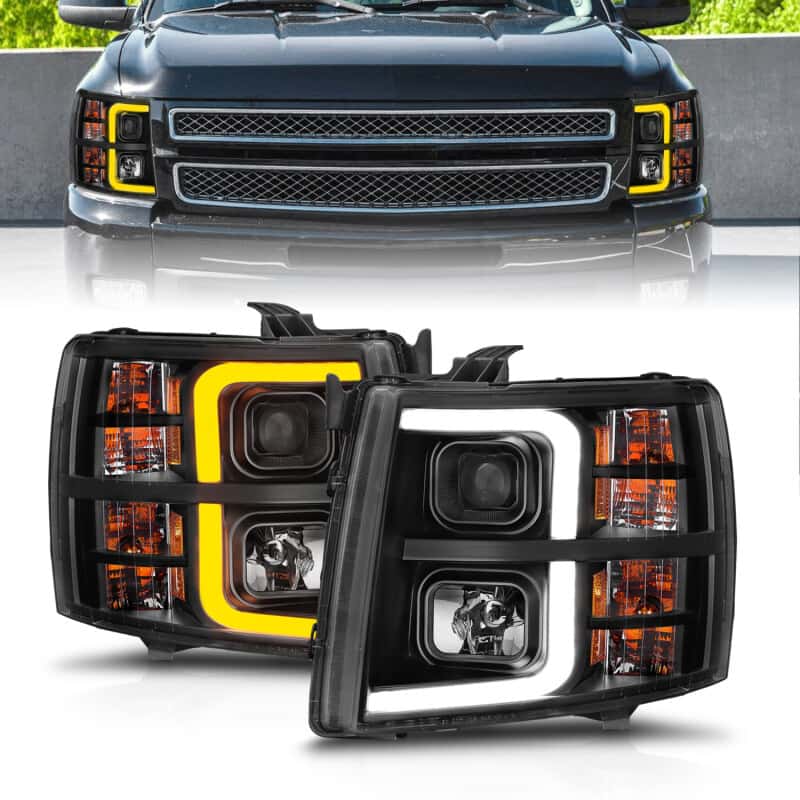 ANZO — ANZO 2007-2013 Chevrolet Silverado 1500 Projector w/ Light Bar Black Housing w/ Sequential
Head Light Set
HdLtSet - view 11
