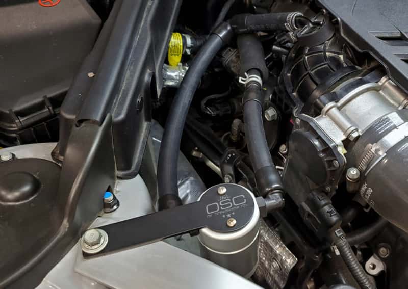 J&L — J&L 18-22 Kia Stinger GT 3.3TT Passenger Side Oil Separator 3.0 - Clear Anodized
Oil Separator - view 2