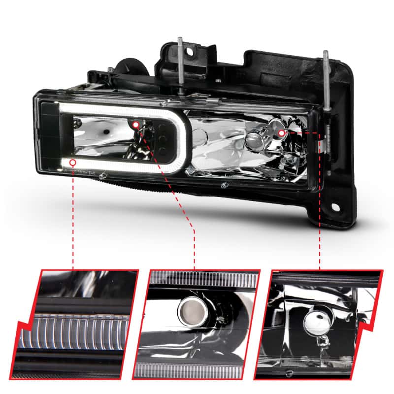 ANZO — ANZO 1999-2000 Cadillac Escalade Crystal Headlights Light Bar Black Housing (Pair)
Head Light Set
HdLtSet - view 9