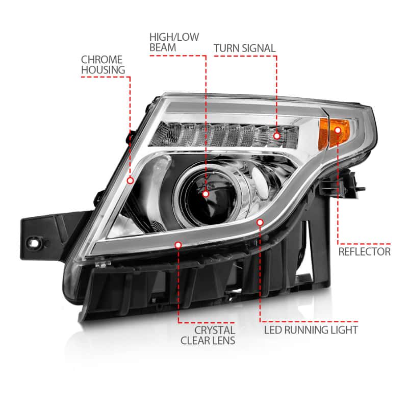 ANZO — ANZO 11-15 Ford Explorer Projector Headlights w/ Light Bar Chrome Housing w/ Amber light
Head Light Set
HdLtSet - view 7