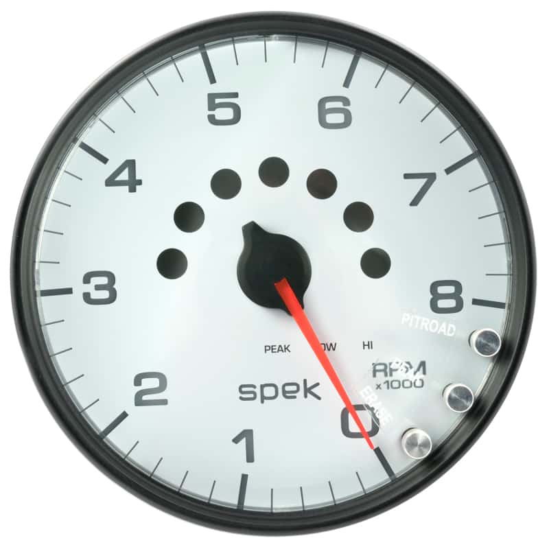 AutoMeter — Autometer Spek-Pro Gauge Tachometer 5in 8K Rpm W/Shift Light & Peak Mem White/Black
GA 5" 8KRPM WCB SPEK - view 1