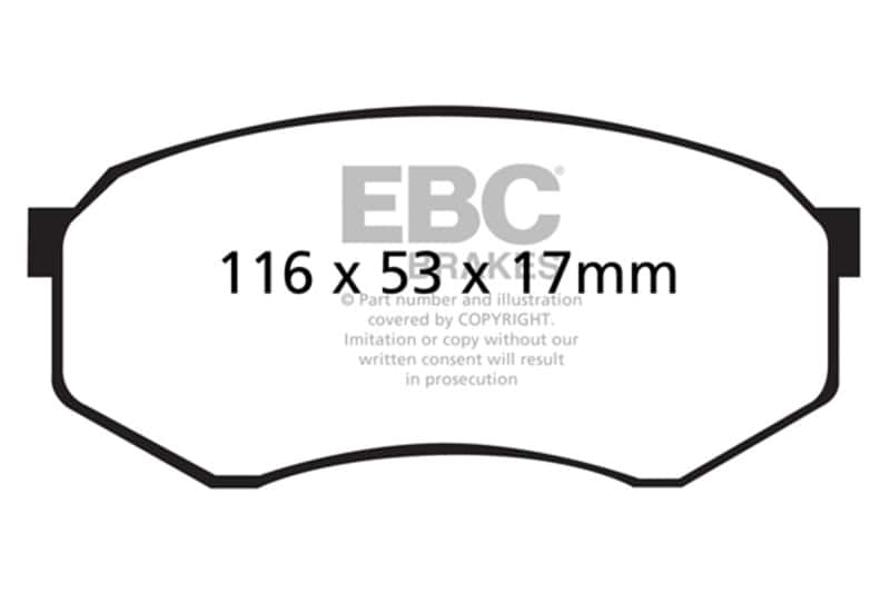 EBC — EBC 92-93 Toyota Pick-Up Extra Cab Ultimax2 Front Brake Pads
Disc Brake Pad - view 1
