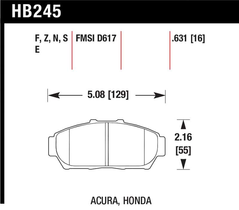 Hawk Performance — Hawk 94-01 Acura Integra (excl Type R)  HP+ Street Front Brake Pads
Disc Brake Pad - view 1