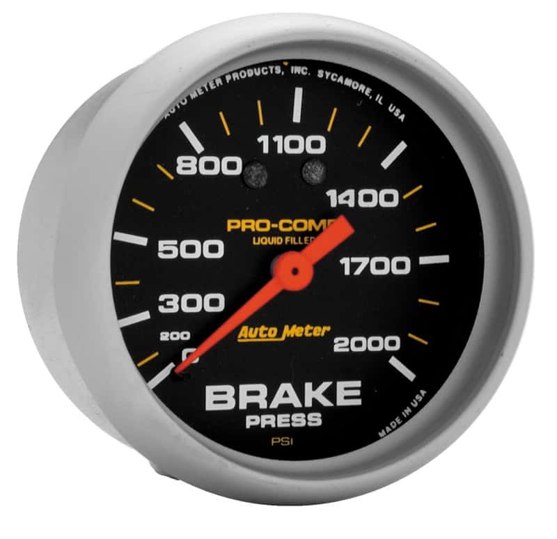 AutoMeter — AutoMeter Gauge Brake Press 2-5/8in. 2000PSI Liquid Filled Mech Pro-Comp
2-5/8" BRAKE PRESS, - view 1