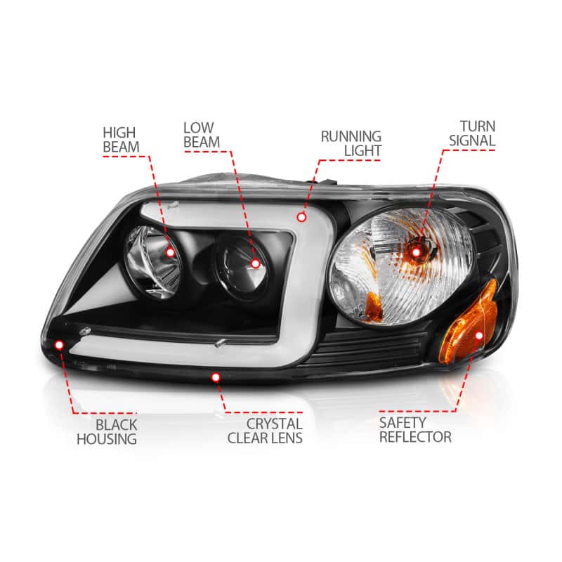 ANZO — ANZO 1997-2003 Ford F-150 Projector Headlights w/ Light Bar Black Housing
Head Light Set
HdLtSet - view 10