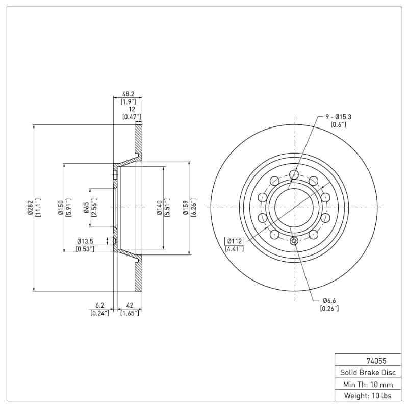 DFC — DFC 05-18 Audi A3 Quattro Rear GeoSPEC Coated Rotor
DFC Brake Rotor - view 6