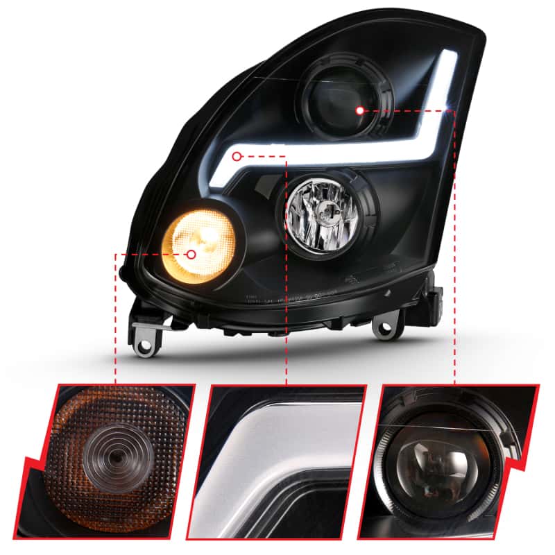 ANZO — ANZO 2003-2007 Infiniti G35 Projector Headlight Plank Style Black (HID Compatible, No HID Kit )
Head Light Set
HdLtSet - view 9