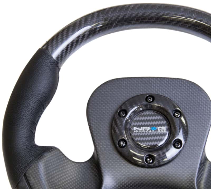NRG — NRG Carbon Fiber Steering Wheel (320mm) CF Center Plate & Two-Tone Carbon w/Leather Trim Handles - view 6