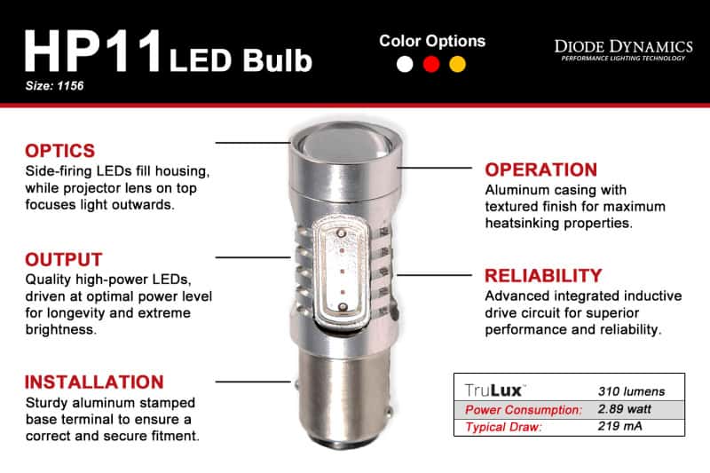 Diode Dynamics — Diode Dynamics 1156 LED Bulb HP11 LED - Amber (Single) - view 4