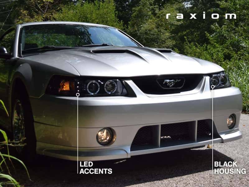 Raxiom — Raxiom 99-04 Ford Mustang Dual LED Halo Projector Headlights- Black Housing (Clear Lens)
Headlights - view 14