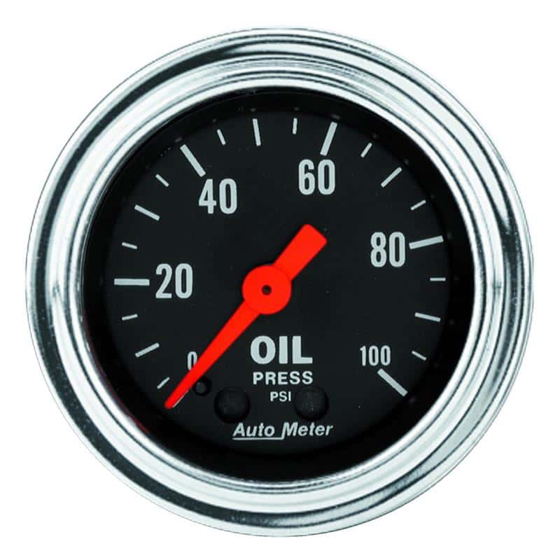 AutoMeter — Autometer Traditional Chrome 2-1/16in 100 PSI Mechanical Oil Pressure Gauge
2" OIL PRESS, 0-100 - view 2