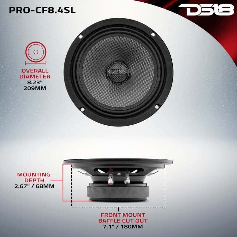 DS18 — DS18 8in 275 Watts RMS 4 ohm Mid-Bass Loudspeaker Shallow - view 3