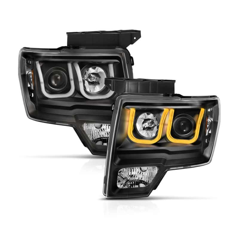ANZO — ANZO 2009-2014 Ford F-150 Projector Headlights w/ U-Bar Switchback Black w/ Amber
Head Light Set
HdLtSet - view 9