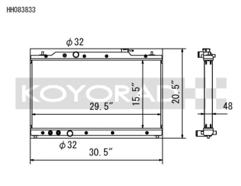 Koyo — Koyo 2022 Honda Civic 1.5L Turbo (MT and CVT) / 2023 Acura Integra All Aluminum Radiator
Racing Radiator - view 1