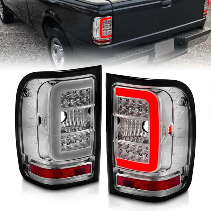ANZO — ANZO 2001-2011 Ford  Ranger LED Tail Lights w/ Light Bar Chrome Housing Clear Lens - view 1